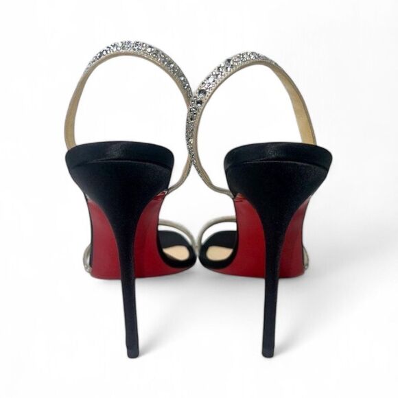 NEW CHRISTIAN LOUBOUTIN Anna Strass Black Crystal Embellished Sandals Si… - Picture 6 of 9